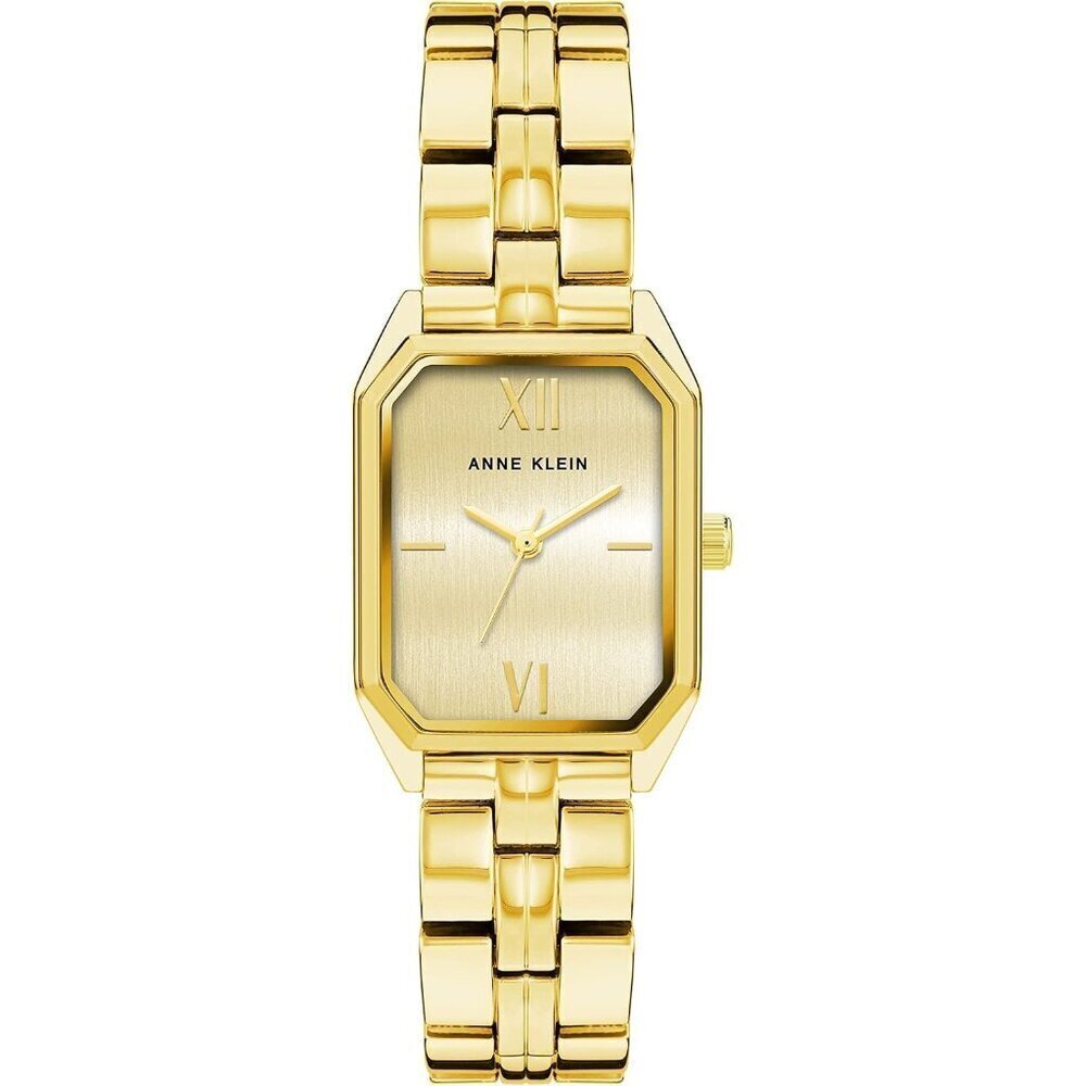 🆕Anne Klein Bracelet Watch Women Gold Mineral Crystal Textured Dial Clasp Watch